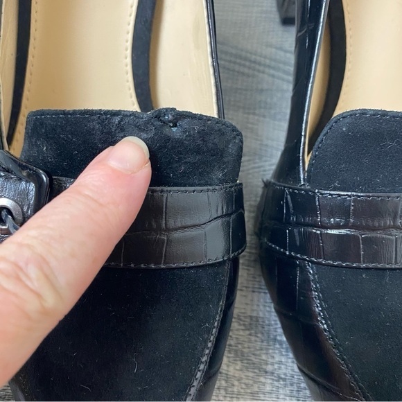 Alex Marie Croc Leather Buckle Loafer Style Heels - Picture 4 of 16